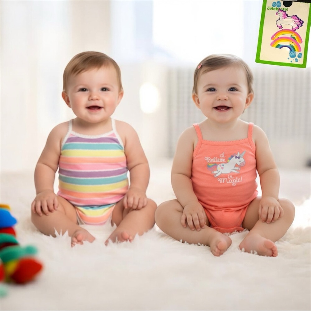 NWT Garanimals baby bodysuits 0/3M infant clothes set bundle hair accessories